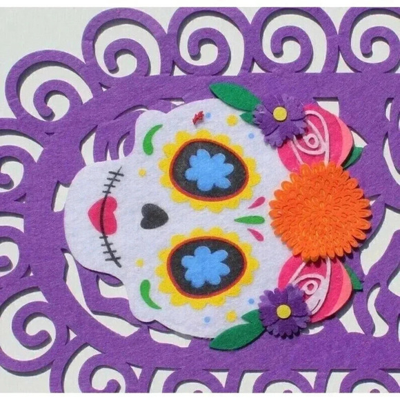 NEW Purple Sugar Skull Halloween Day of The Dead Halloween Table Runner - Picture 2 of 3
